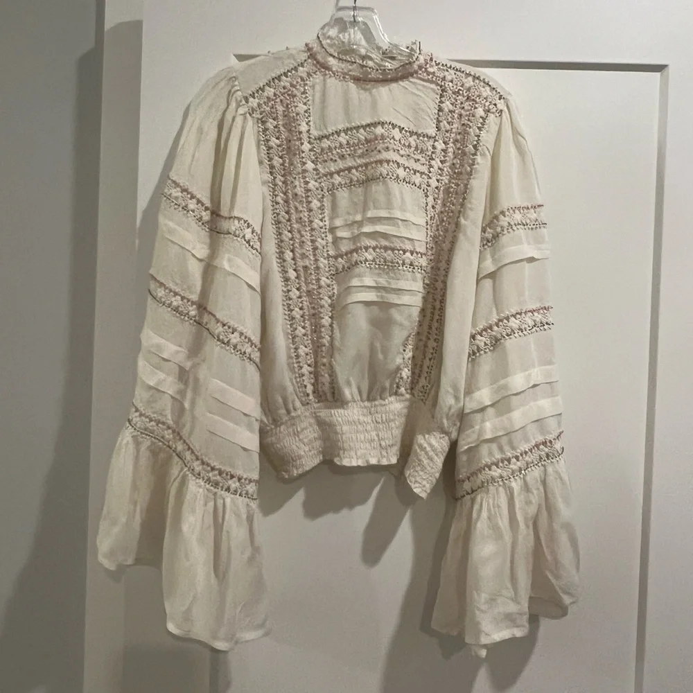 Free People Embroidered Lace Blouse